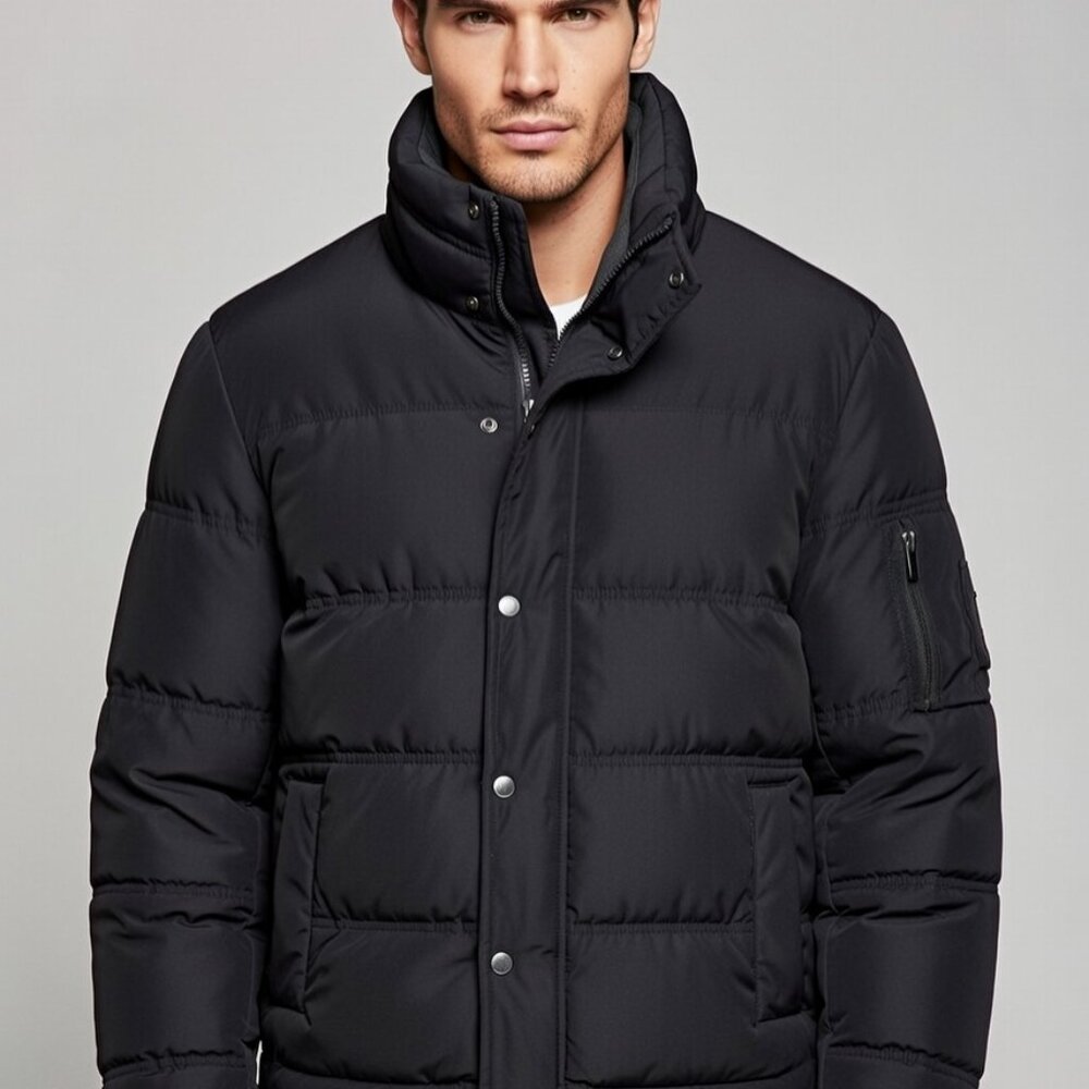 Zara Man Premium Black Quilted Puffer Jacket - Medium